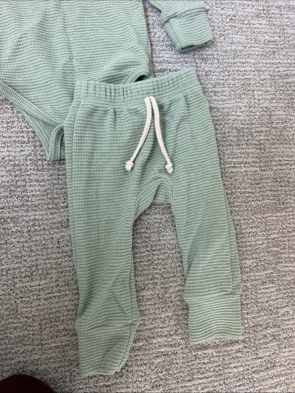 Little One Shop 6-12 M Ribbed Henley One-Piece and Pant Set - Gray & Mint